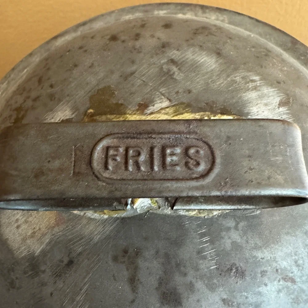Vintage Fries Brand Bread Pudding Container with Lid Handle Metal‎ Kitchenware